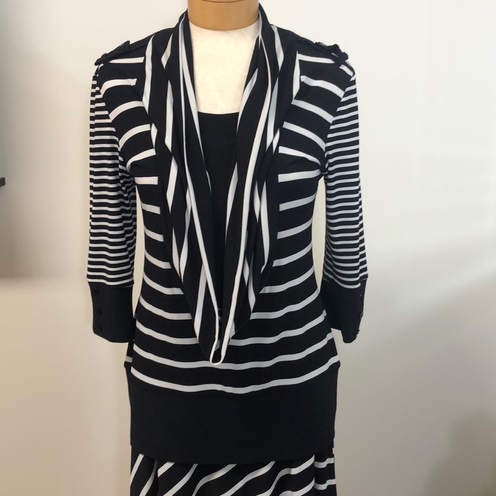 Two-Piece Navy and White Dress